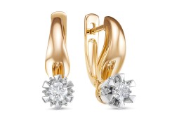 Золотые cерьги классические с бриллиантом