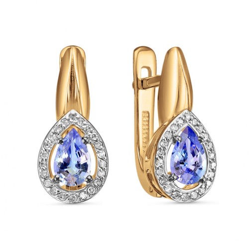 Золотые cерьги классические с танзанитом