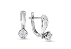 Серьги из белого золота с бриллиантом