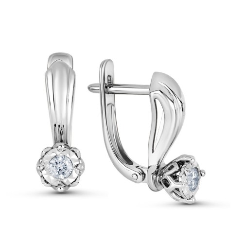 Серьги из белого золота с бриллиантом