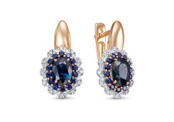 Золотые cерьги с сапфиром