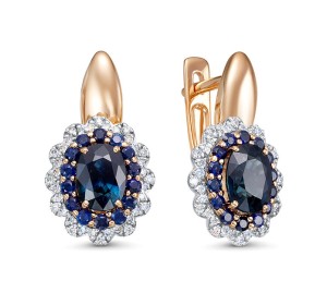 Золотые cерьги с сапфиром