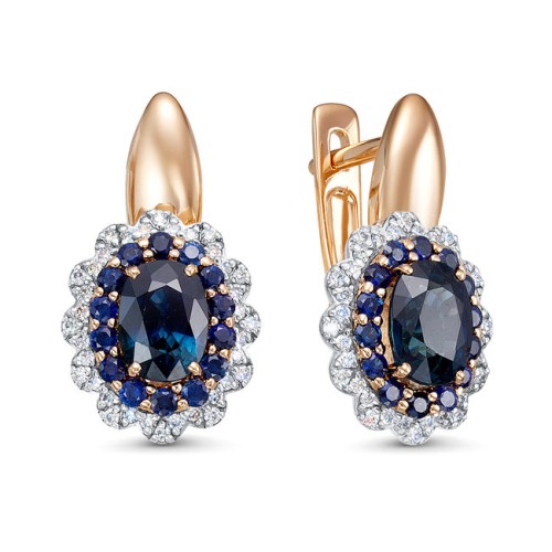 Золотые cерьги с сапфиром