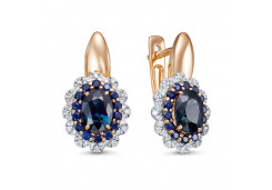 Золотые cерьги с сапфиром