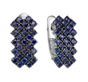 Серьги из белого золота с сапфиром