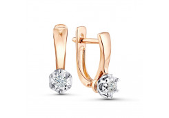 Золотые cерьги классические с бриллиантом