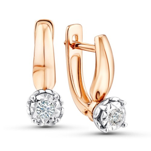 Золотые cерьги с бриллиантом