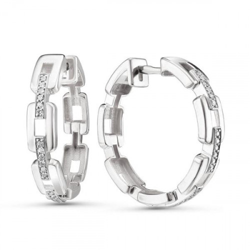 Серьги классические из белого золота с бриллиантом