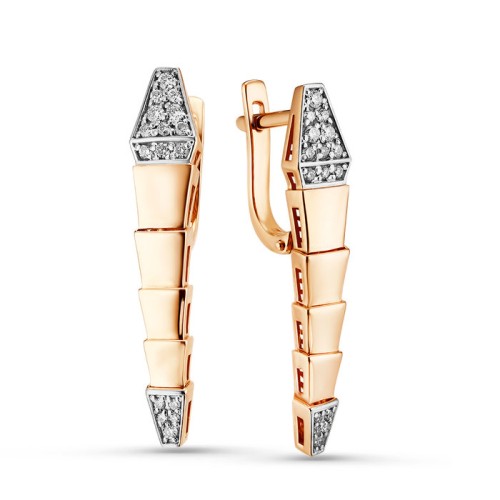 Золотые cерьги висячие с бриллиантом