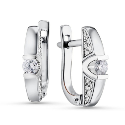 Серьги из белого золота с бриллиантом