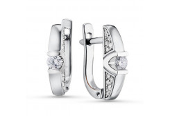 Серьги из белого золота с бриллиантом