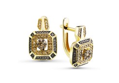 Серьги классические из желтого золота с бриллиантом