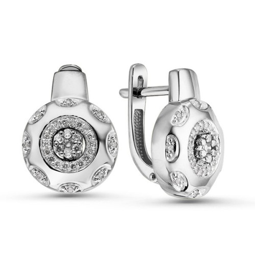 Серьги классические из белого золота с бриллиантом