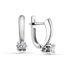 Серьги из белого золота с бриллиантом