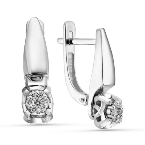 Серьги классические из белого золота с бриллиантом