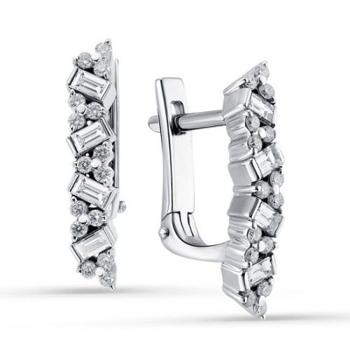 Серьги из белого золота с бриллиантом