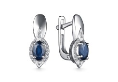 Серебряные cерьги с сапфиром