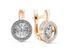 Золотые cерьги классические с бриллиантом