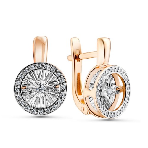 Золотые cерьги классические с бриллиантом