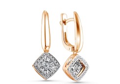 Золотые cерьги висячие с бриллиантом