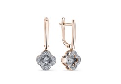 Золотые cерьги висячие с бриллиантом