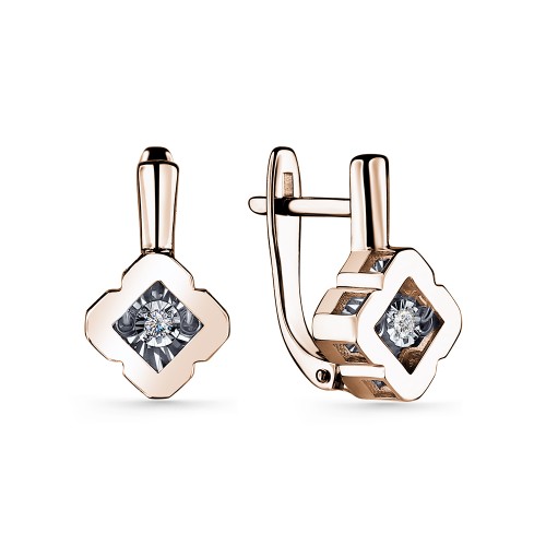 Золотые cерьги классические с бриллиантом