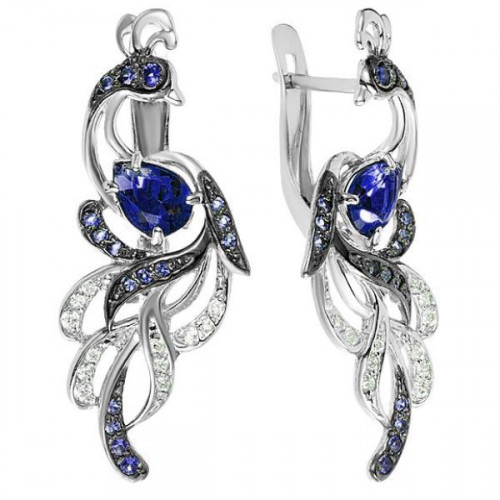 Серебряные cерьги классические с кварцем