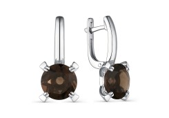 Серебряные cерьги с раух-топазом