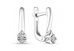 Серебряные cерьги с бриллиантом