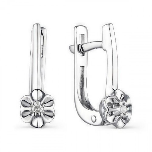 Серебряные cерьги с бриллиантом