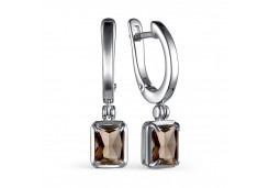 Серебряные cерьги висячие с раух-топазом