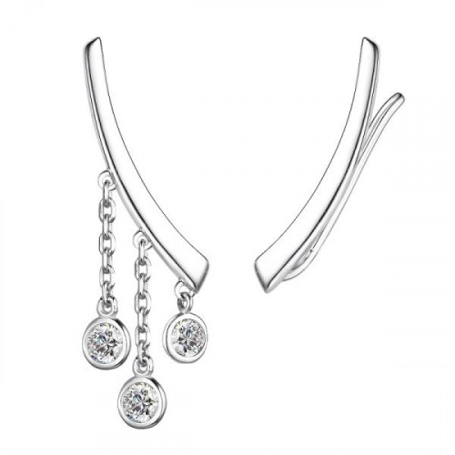 Серебряные cерьги классические с фианитом