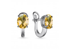 Серебряные cерьги с цитрином
