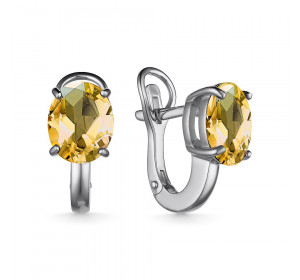 Серебряные cерьги с цитрином