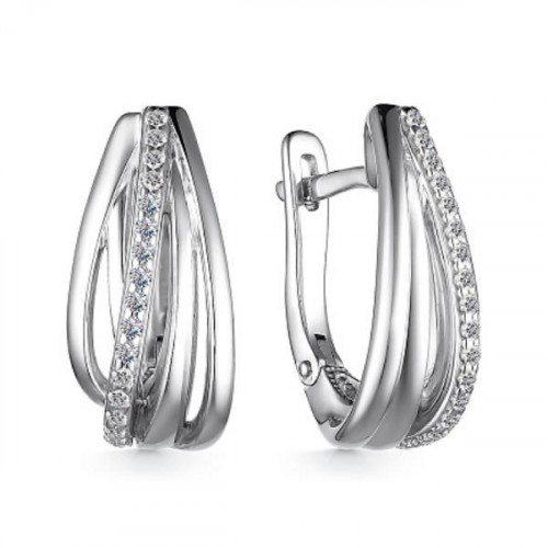 Серебряные cерьги классические с фианитом