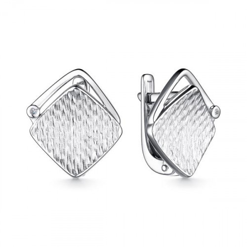 Серебряные cерьги классические с бриллиантом