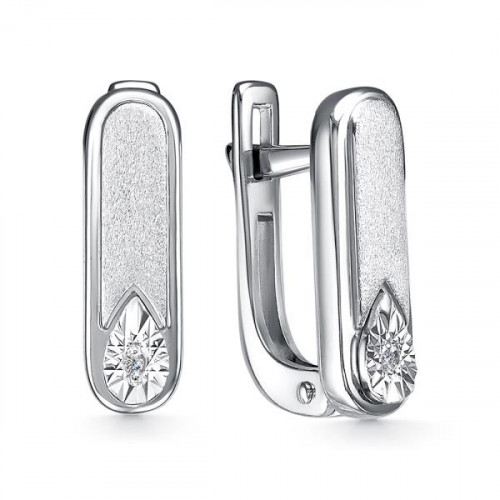 Серебряные cерьги классические с бриллиантом