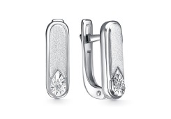 Серебряные cерьги классические с бриллиантом