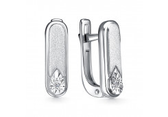 Серебряные cерьги классические с бриллиантом