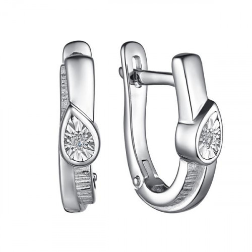 Серебряные cерьги классические с бриллиантом