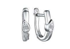 Серебряные cерьги классические с бриллиантом