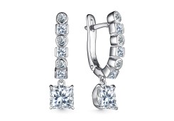Серебряные cерьги висячие с фианитом