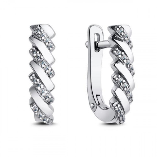 Серебряные cерьги классические с фианитом