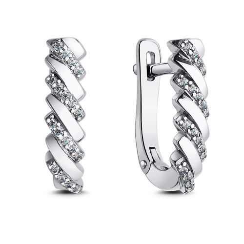 Серебряные cерьги классические с фианитом