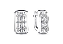 Серебряные cерьги классические с фианитом