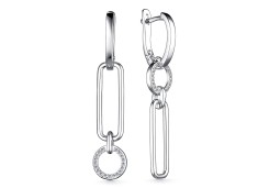 Серебряные cерьги висячие с фианитом