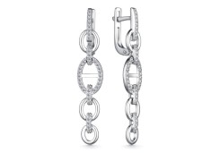 Серебряные cерьги висячие с фианитом