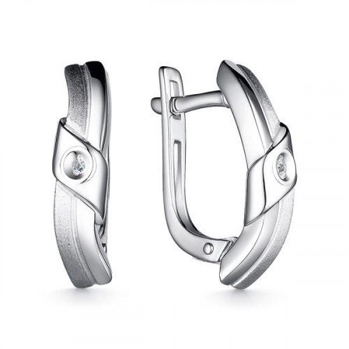 Серебряные cерьги классические с бриллиантом