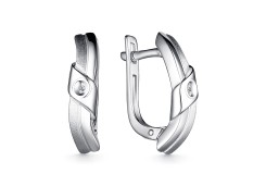 Серебряные cерьги классические с бриллиантом