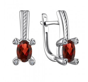 Серебряные cерьги с гранатом